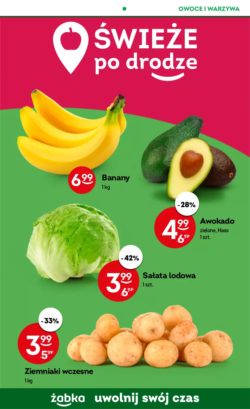 Gazetka promocyjna Żabka - ważna 21.06 do 04.07.2023 - strona 41 - produkty: Banany, Owoce, Sałat, Sałata lodowa, Warzywa, Ziemniaki