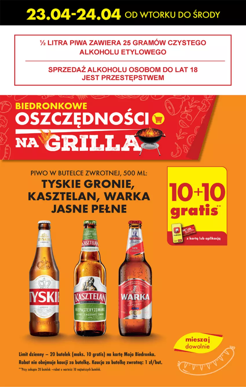 Gazetka promocyjna Biedronka - Od poniedziałku - ważna 22.04 do 27.04.2024 - strona 7 - produkty: Gra, Grill, Kasztelan, Piwa, Piwo, Tyskie, Warka