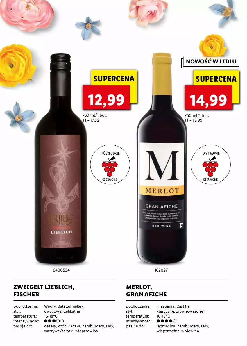 Gazetka promocyjna Lidl - KATALOG ALKOHOLI MOCNYCH I WIN - ważna 21.03 do 17.04.2022 - strona 18 - produkty: Burger, Deser, Drób, Gra, Gry, Hamburger, Kaczka, Merlot, Sałat, Ser, Warzywa, Wieprzowina, Wołowina