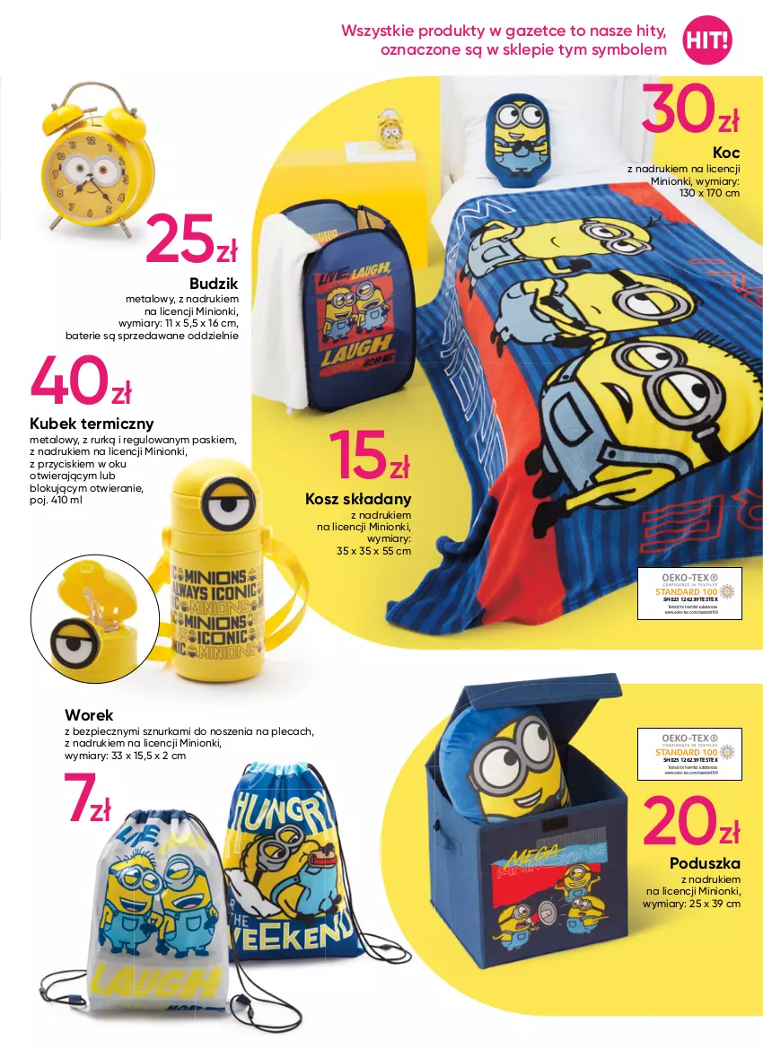 Gazetka promocyjna Pepco - Minionki - ważna 04.08 do 10.08.2022 - strona 7 - produkty: Budzik, Koc, Kosz, Kubek, Kubek termiczny, O nas, Piec, Poduszka