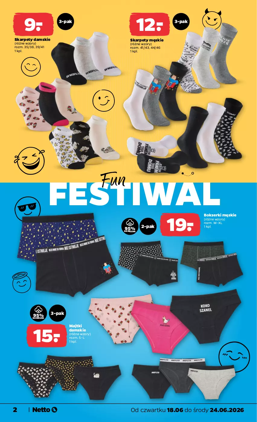 Gazetka promocyjna Netto - Od Czwartku - ważna 18.06 do 24.06.2026 - strona 2 - produkty: Bokserki, Karp, Majtki, Ser, Wełna