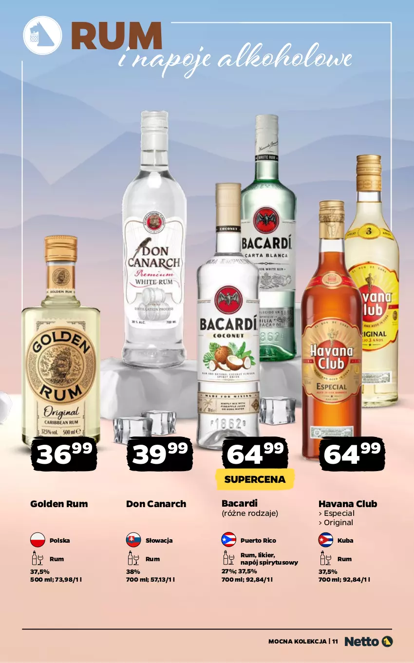 Gazetka promocyjna Netto - Alkohole - Mocne - ważna 19.01 do 31.01.2026 - strona 11 - produkty: Bacardi, Gin, Likier, Napój, Napoje, Rum