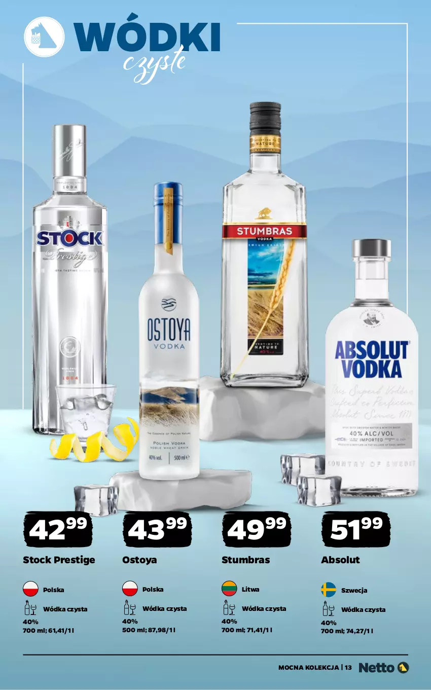Gazetka promocyjna Netto - Alkohole - Mocne - ważna 19.01 do 31.01.2026 - strona 13 - produkty: Absolut, Stock, Wódka