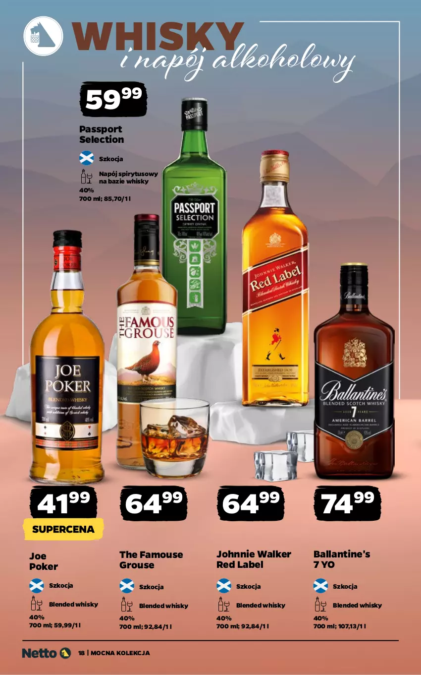 Gazetka promocyjna Netto - Alkohole - Mocne - ważna 19.01 do 31.01.2026 - strona 18 - produkty: Ballantine's, Fa, Johnnie Walker, Koc, Napój, Por, Sport, Whisky