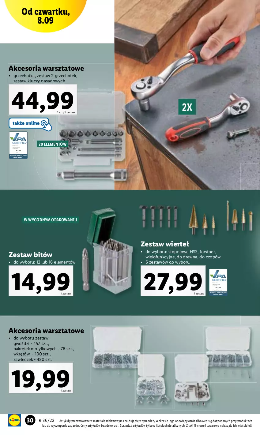 Gazetka promocyjna Lidl - GAZETKA - ważna 05.09 do 10.09.2022 - strona 30 - produkty: Control, Top, Wkręt, Wkrętów, Zestaw kluczy, Zestaw kluczy nasadowych