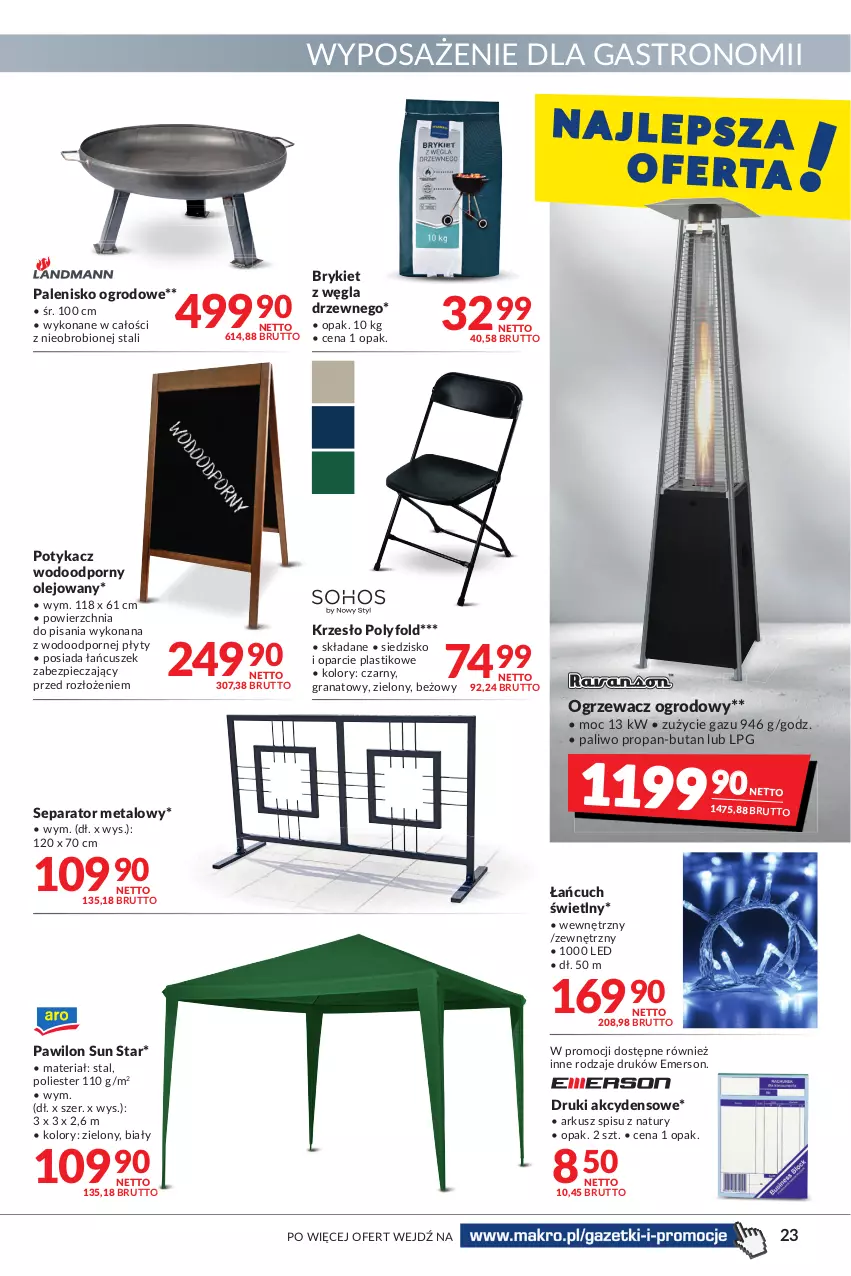 Gazetka promocyjna Makro - [Oferta promocyjna] Artykuły spożywcze i przemysłowe - ważna 07.01 do 24.01.2022 - strona 23 - produkty: Gra, Granat, Krzesło, Olej, Palenisko, Piec, Por, Siedzisko