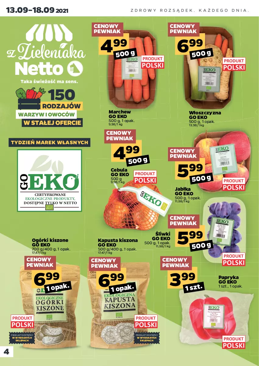 Gazetka promocyjna Netto - Gazetka spożywcza - ważna 13.09 do 18.09.2021 - strona 4 - produkty: Cebula, Jabłka, Papryka