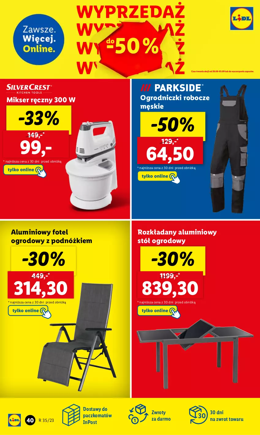 Gazetka promocyjna Lidl - GAZETKA - ważna 28.08 do 02.09.2023 - strona 32 - produkty: Fotel, Mikser, Mikser ręczny, Ser, Stół