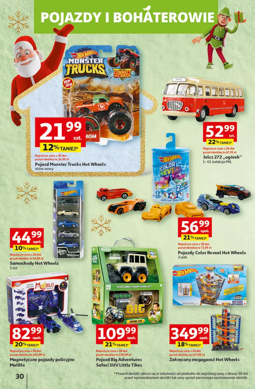 Gazetka promocyjna Auchan - Gazetka Magia Świąt Część 3 Hipermarket Auchan - ważna 30.11 do 06.12.2023 - strona 30 - produkty: Fa, Gaga, Garaż, Hot Wheels, Monster truck, Ogórek, Pojazd