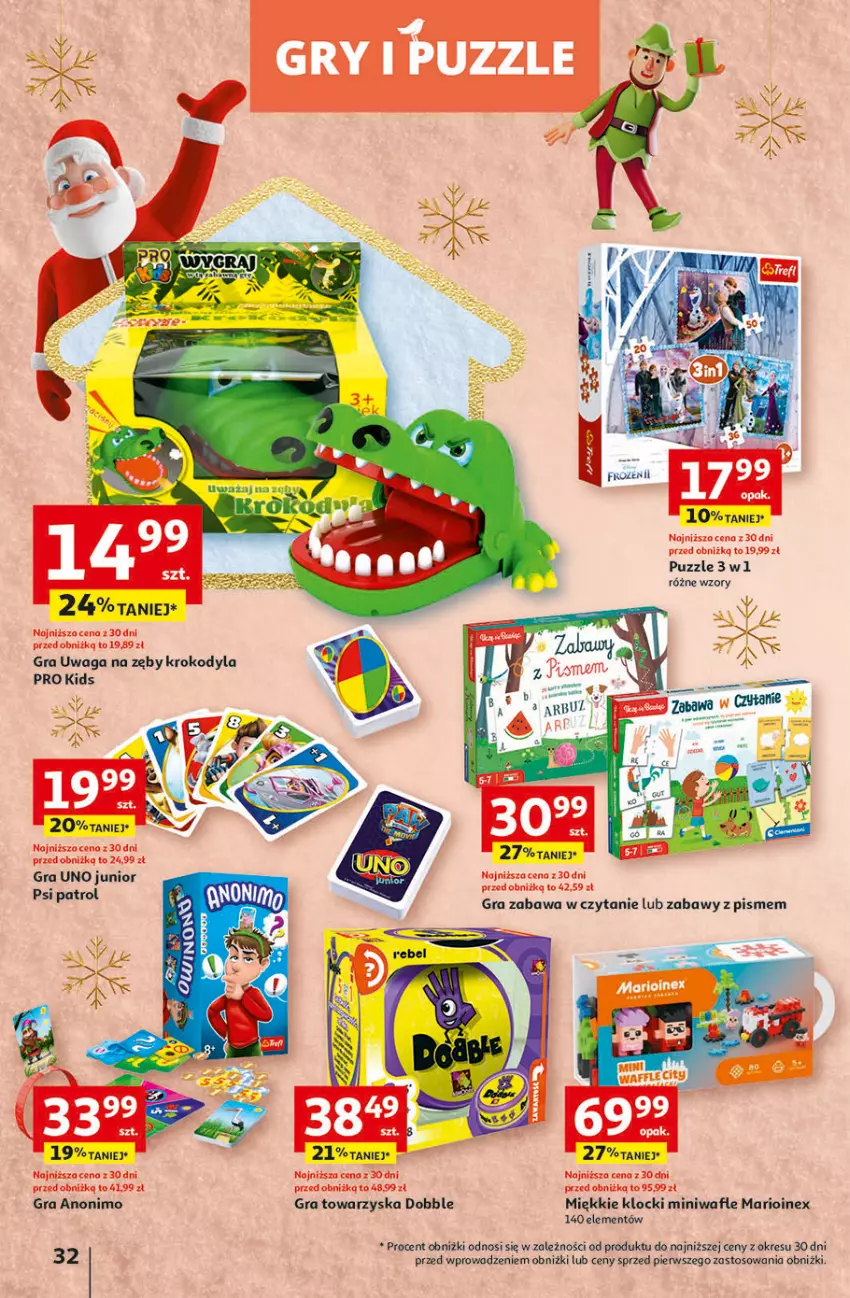Gazetka promocyjna Auchan - Gazetka Magia Świąt Część 3 Hipermarket Auchan - ważna 30.11 do 06.12.2023 - strona 32 - produkty: Gra, Klocki, Psi Patrol, Puzzle, Wafle, Waga