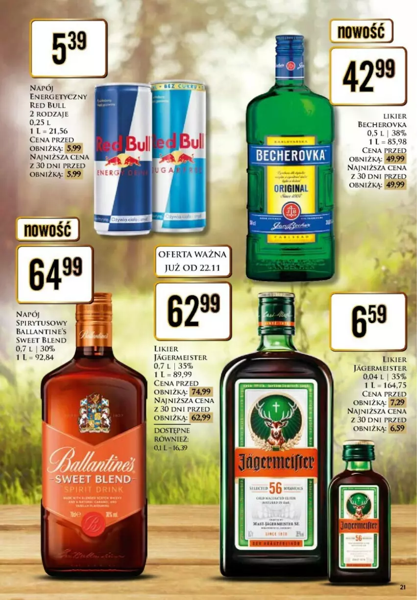 Gazetka promocyjna Dino - ważna 25.11 do 30.11.2024 - strona 14 - produkty: Gin, Jagermeister, Likier, Napój, Napój energetyczny, Red Bull