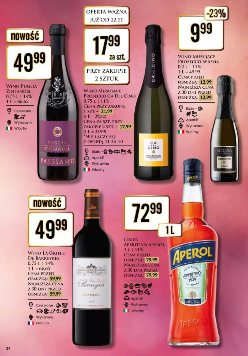 Gazetka promocyjna Dino - ważna 25.11 do 30.11.2024 - strona 17 - produkty: Aperol, Fa, Likier, Mus, Prosecco, Ser, Wino, Wino musujące