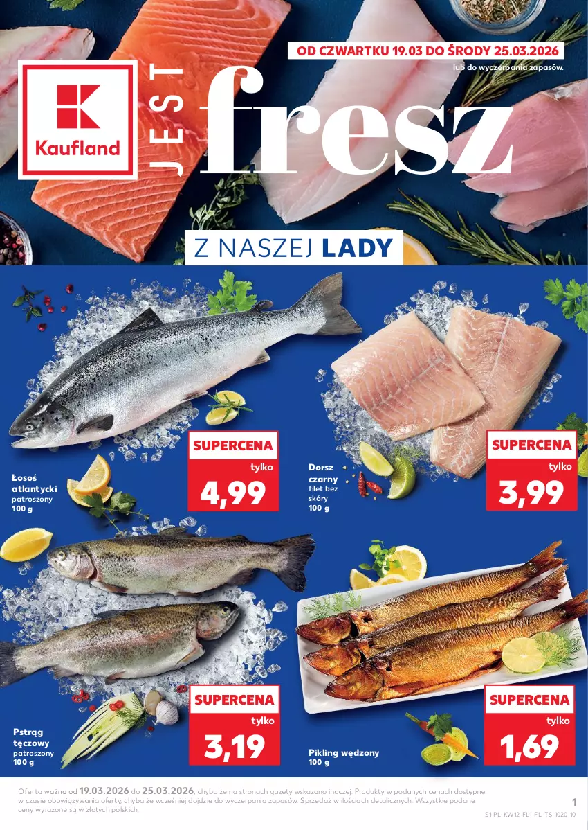 Gazetka promocyjna Kaufland - Ryby z naszej lady - ważna 19.03 do 25.03.2026 - strona 1 - produkty: Dorsz, Pstrąg, Pstrąg tęczowy