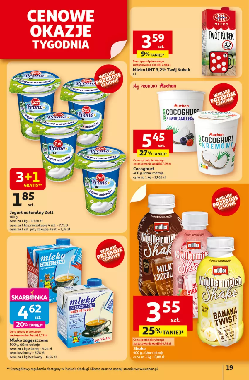 Gazetka promocyjna Auchan - Tak smakuje lato Hipermarket - ważna 12.06 do 18.06.2025 - strona 21 - produkty: Gra, Jogurt, Jogurt naturalny, Kubek, Mleko, Mleko zagęszczone, Zott