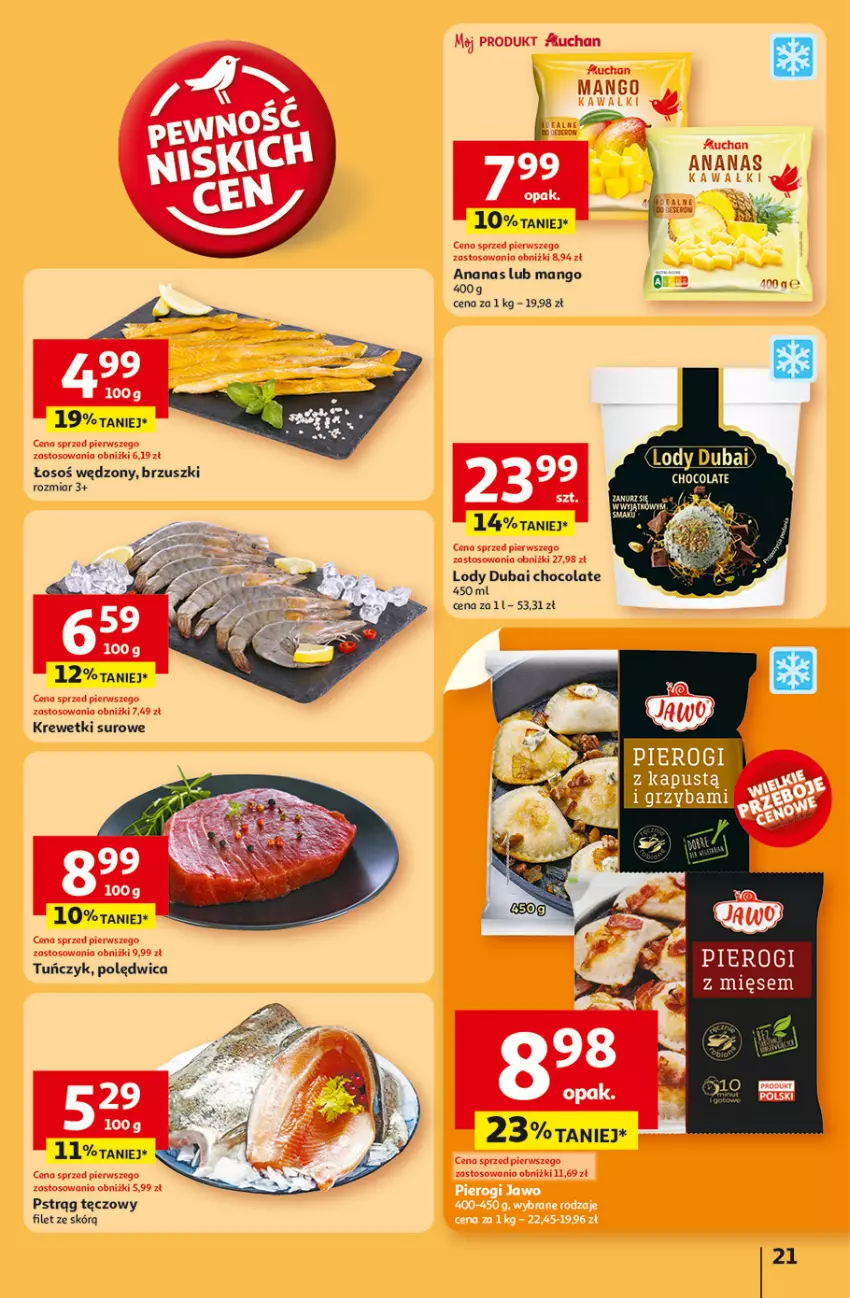 Gazetka promocyjna Auchan - Tak smakuje lato Hipermarket - ważna 12.06 do 18.06.2025 - strona 23 - produkty: Ananas, Kapustą, Krewetki, Lody, Mango, Pierogi, Polędwica, Pstrąg, Pstrąg tęczowy, Ser, Tuńczyk