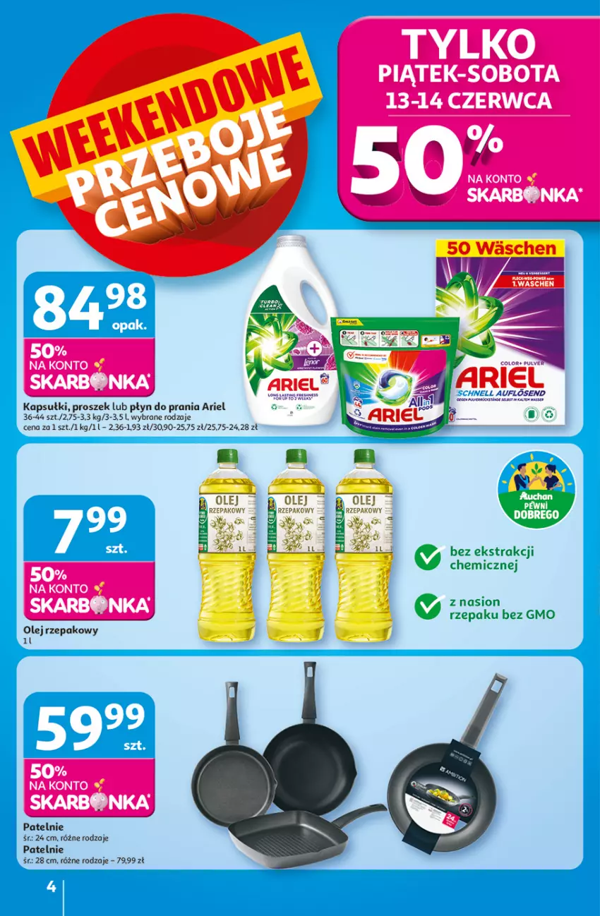 Gazetka promocyjna Auchan - Tak smakuje lato Hipermarket - ważna 12.06 do 18.06.2025 - strona 4 - produkty: Ariel, Olej, Olej rzepakowy, Płyn do prania