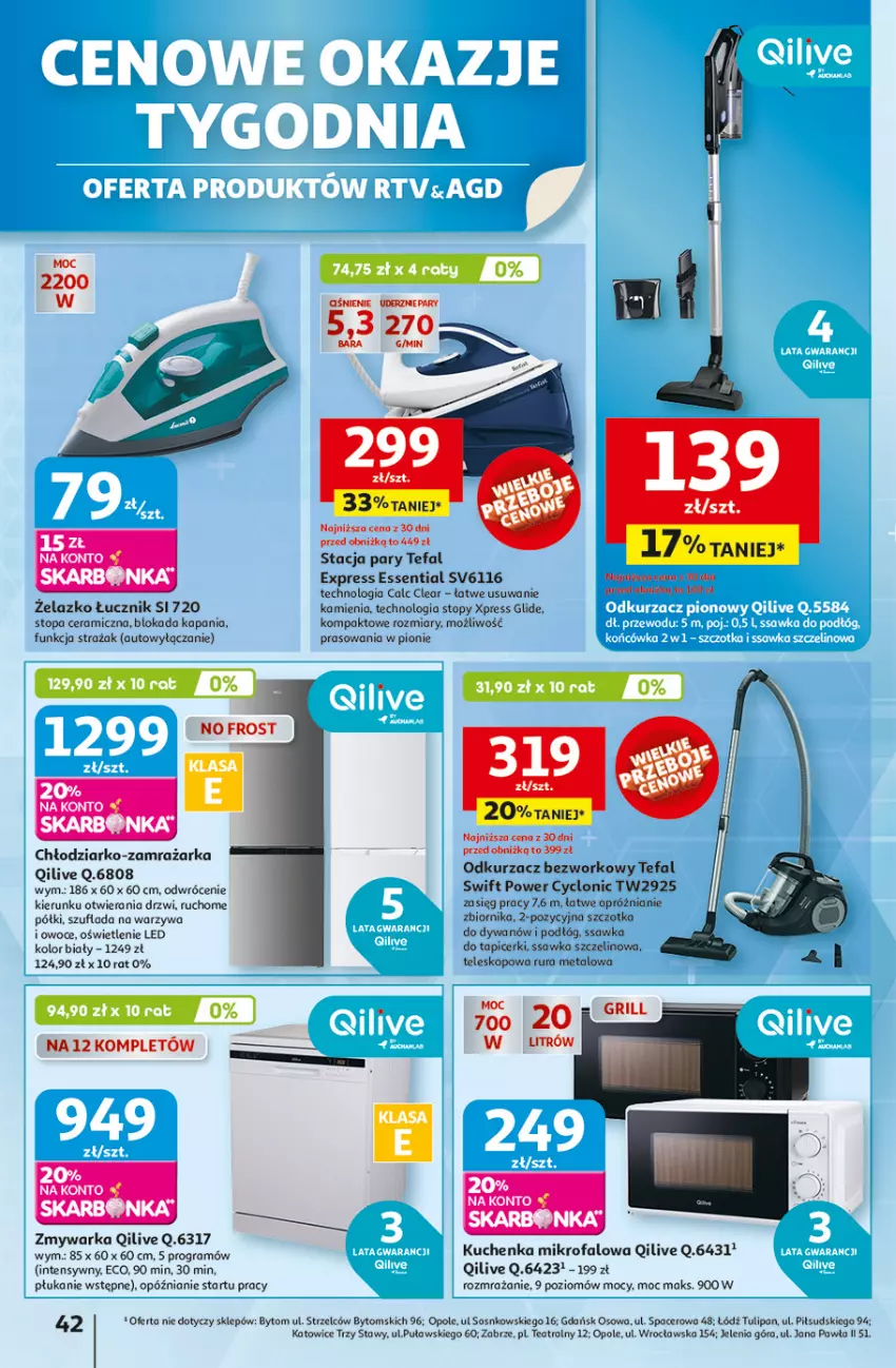 Gazetka promocyjna Auchan - Tak smakuje lato Hipermarket - ważna 12.06 do 18.06.2025 - strona 44 - produkty: Acer, Drzwi, Dywan, Fa, Gra, Grill, Kuchenka mikrofalowa, Odkurzacz, Owoce, Rura, Sos, Stacja pary, Szczotka, Tefal, Teleskop, Top, Tulipan, Warka, Warzywa, Warzywa i owoce, Zamrażarka, Zmywarka