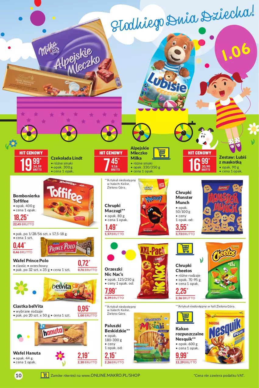 Gazetka promocyjna Makro - [Oferta promocyjna] Artykuły spożywcze - ważna 18.05 do 31.05.2021 - strona 10 - produkty: BelVita, Beskidzki, Cheetos, Chrupki, Ciastka, Czekolada, Kakao, Lindt, Milka, Mleczko, Monster Munch, Nesquik, Orzeszki, Prince Polo, Toffifee, Vita C