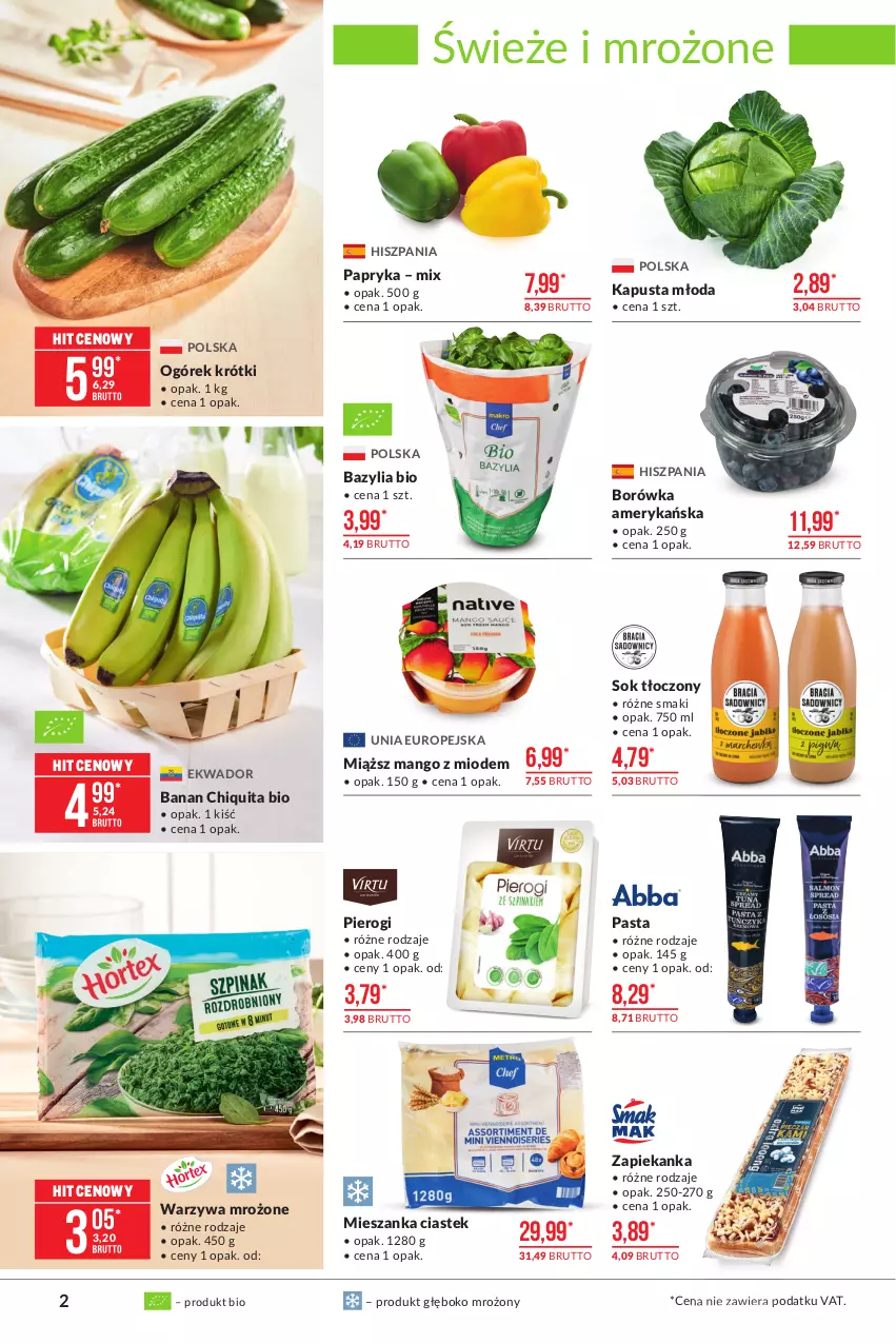 Gazetka promocyjna Makro - [Oferta promocyjna] Artykuły spożywcze - ważna 18.05 do 31.05.2021 - strona 2 - produkty: Bazyl, Bazylia, Borówka, Borówka amerykańska, Mango, Ogórek, Papryka, Pierogi, Sok, Stek, Warzywa, Zapiekanka