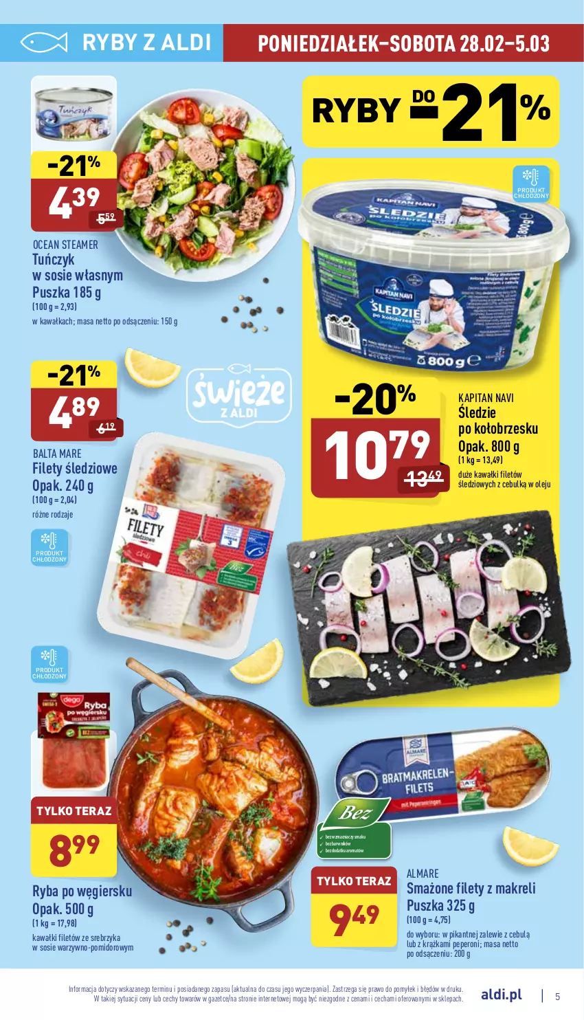 Gazetka promocyjna Aldi - Katalog spożywczy - ważna 28.02 do 05.03.2022 - strona 5 - produkty: Balta Mare, Kawa, Olej, Ryba, Sos, Tera, Tuńczyk