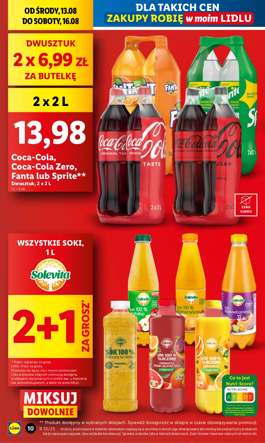 Gazetka promocyjna Lidl - GAZETKA - ważna 13.08 do 16.08.2025 - strona 10 - produkty: Coca-Cola, Fa, Fanta, Sok, Sprite, Wazon