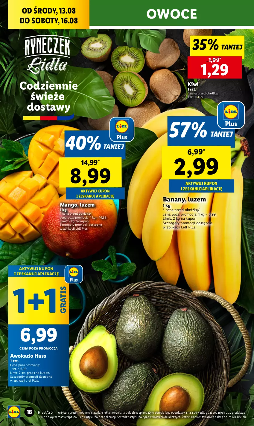Gazetka promocyjna Lidl - GAZETKA - ważna 13.08 do 16.08.2025 - strona 20 - produkty: Banany, Gra, Kiwi, Mango, Owoce