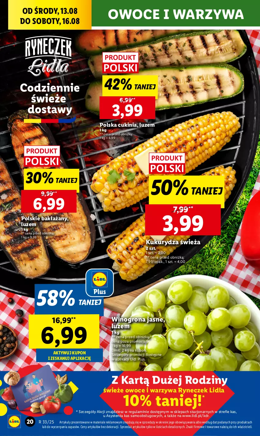 Gazetka promocyjna Lidl - GAZETKA - ważna 13.08 do 16.08.2025 - strona 22 - produkty: Kukurydza, Owoce, Warzywa, Wino, Winogrona