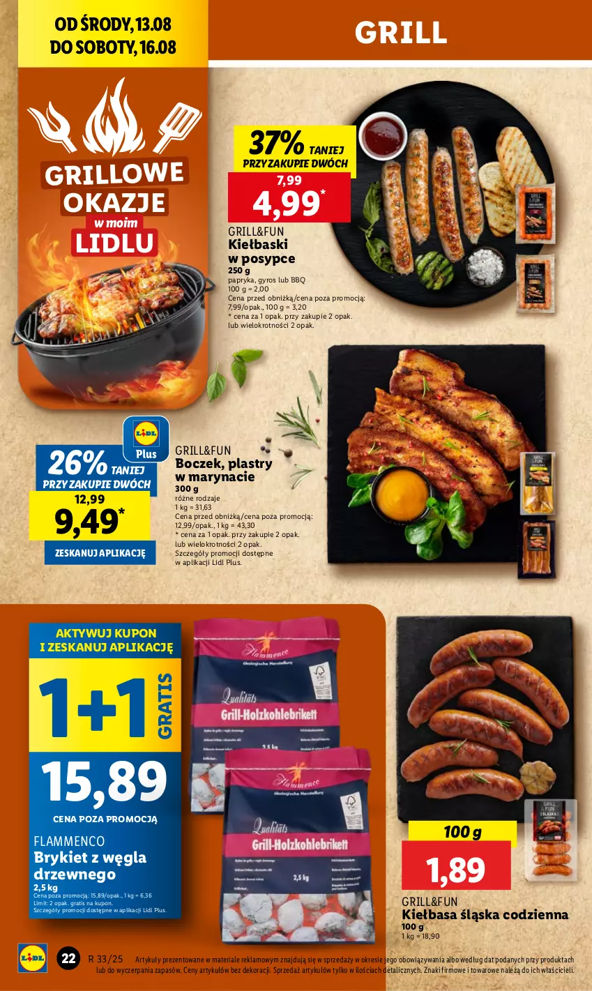 Gazetka promocyjna Lidl - GAZETKA - ważna 13.08 do 16.08.2025 - strona 24 - produkty: Boczek, Gra, Grill, Gyros, Kiełbasa, Kiełbasa śląska, Papryka