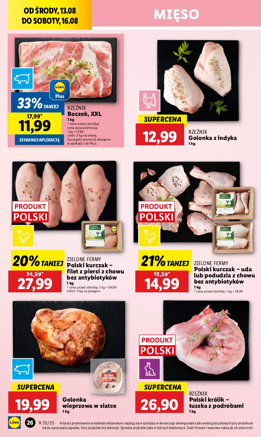Gazetka promocyjna Lidl - GAZETKA - ważna 13.08 do 16.08.2025 - strona 28 - produkty: Boczek, Golonka wieprzowa, Golonka z indyka, Królik, Kurczak, Mięso, Tusz