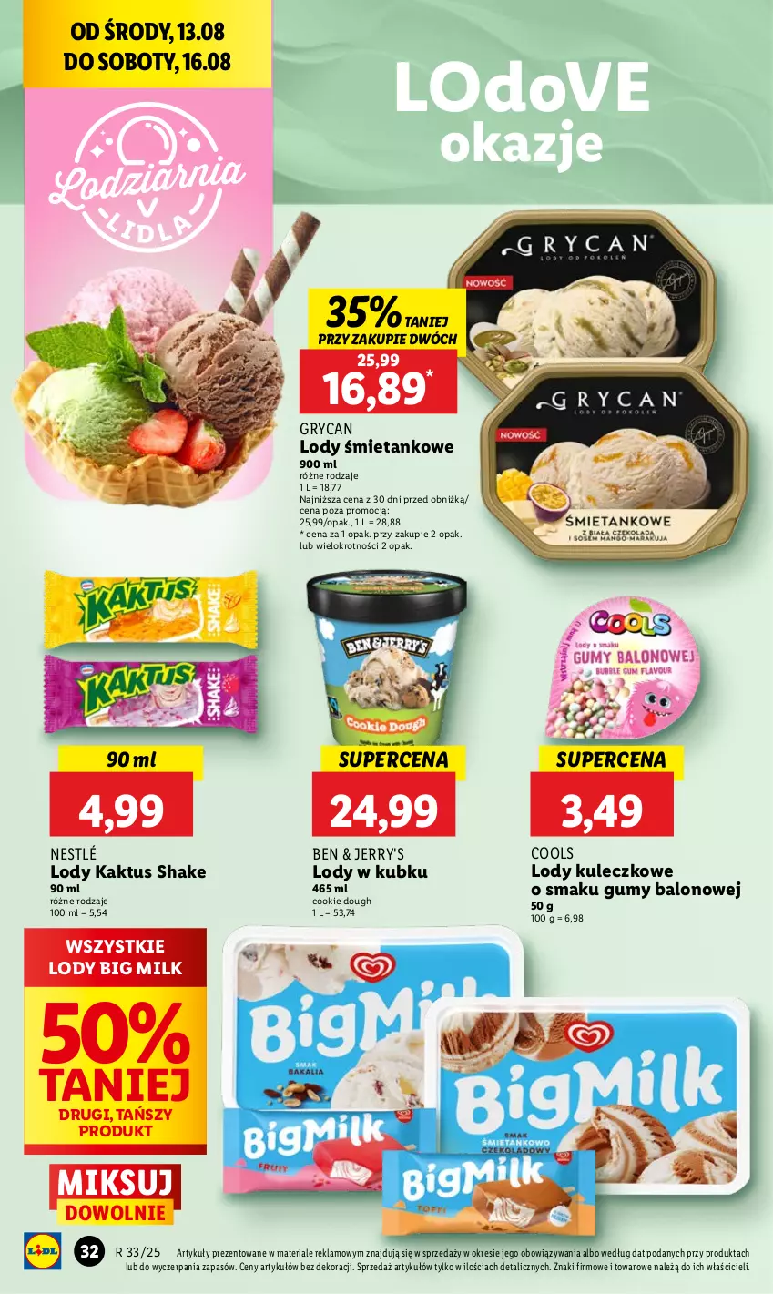Gazetka promocyjna Lidl - GAZETKA - ważna 13.08 do 16.08.2025 - strona 36 - produkty: Big Milk, Dove, Gry, Kaktus, Lody, Nestlé