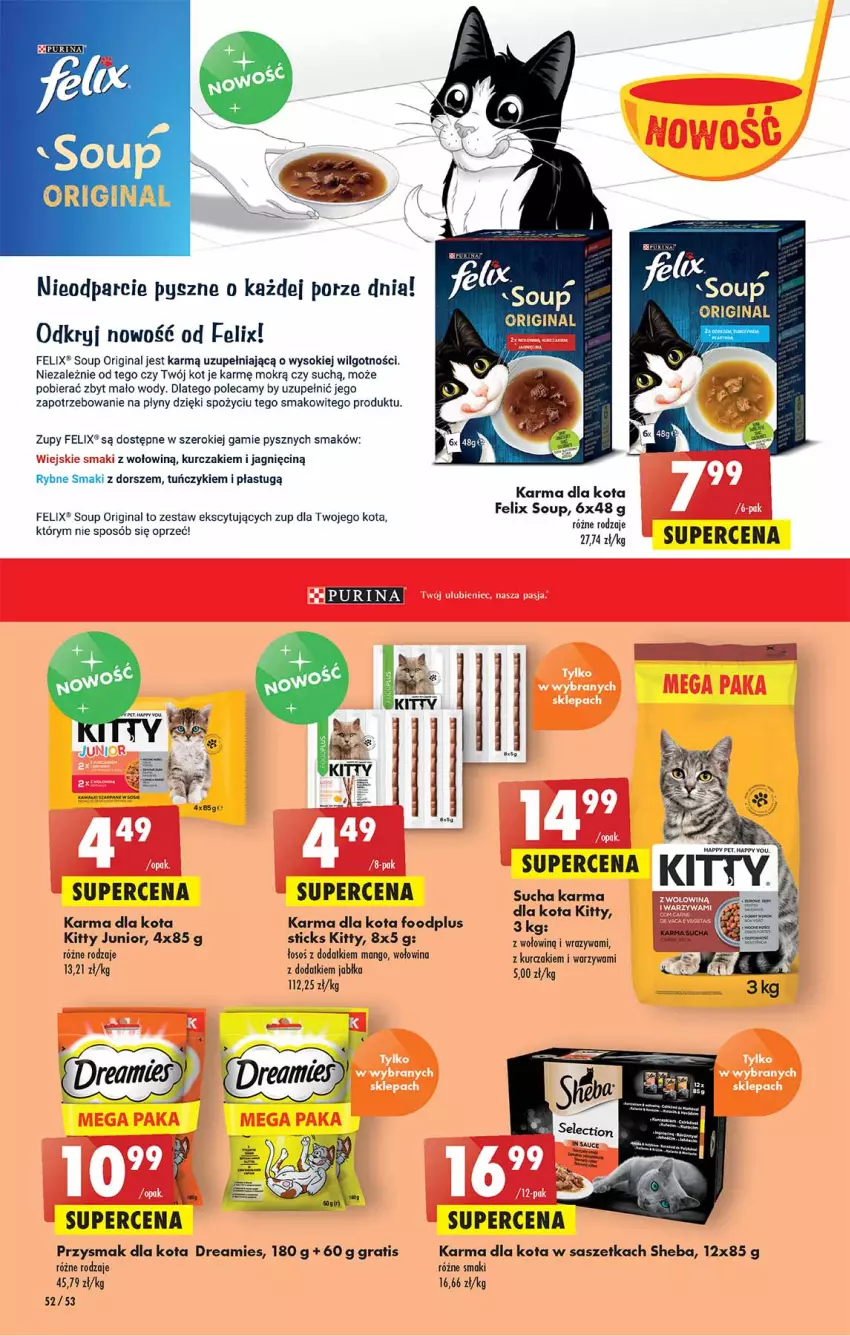 Gazetka promocyjna Biedronka - W tym tygodniu - ważna 21.04 do 27.04.2022 - strona 52 - produkty: Dorsz, Felix, Gin, Gra, Jabłka, Kurczak, LG, Mango, Por, Przysmak dla kota, Pur, Purina, Sheba, Sok, Tuńczyk, Warzywa, Wołowina