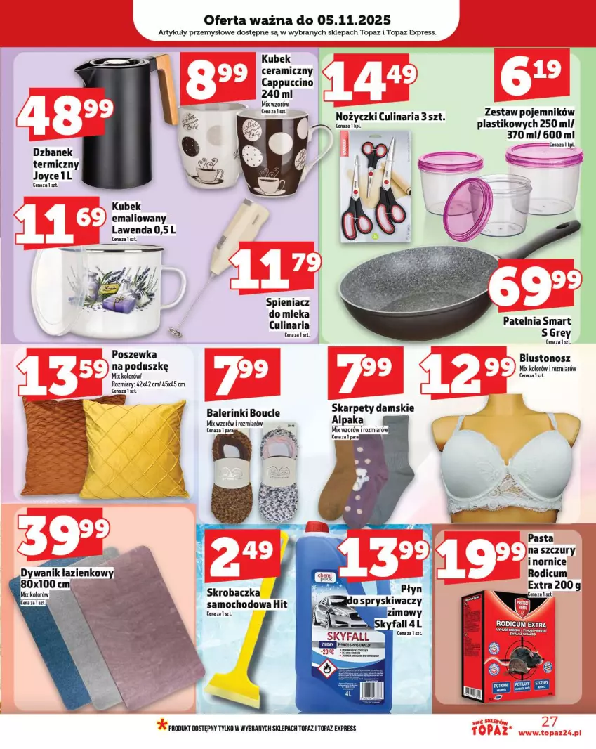 Gazetka promocyjna Topaz - Gazetka - ważna 30.10 do 05.11.2025 - strona 27 - produkty: Biustonosz, Cappuccino, Dzbanek, Fa, Karp, Kubek, Patelnia, Pojemnik, Skrobaczka, Top