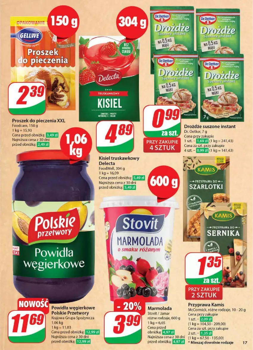 Gazetka promocyjna Dino - ważna 16.04 do 22.04.2025 - strona 9 - produkty: Delecta, Dr. Oetker, Drożdże, Jaja, Kamis, Kisiel, Marmolada, Mola, Piec, Proszek do pieczenia