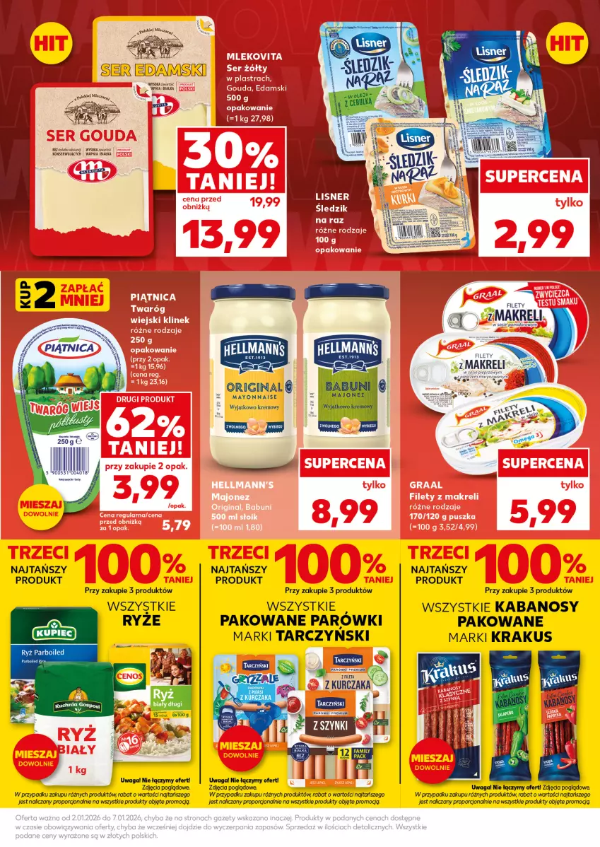 Gazetka promocyjna Kaufland - Mocny Start - ważna 05.01 do 07.01.2026 - strona 7 - produkty: Edam, Fa, Gin, Kabanos, Krakus, Lisner, Parówki, Pieprz, Por, Ser, Sok, Sos, Szal, Tarczyński, Waga