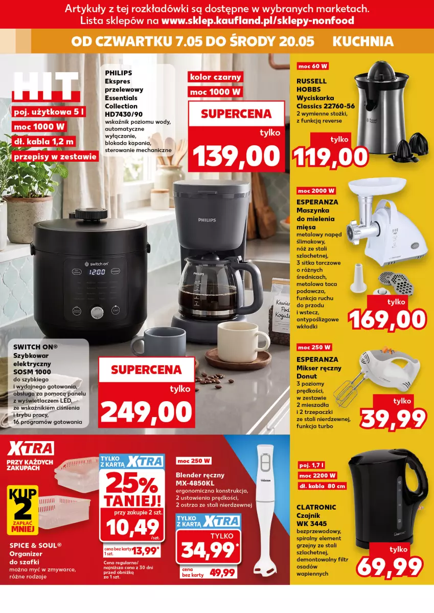Gazetka promocyjna Kaufland - Kaufland - ważna 07.05 do 20.05.2026 - strona 16 - produkty: Czajnik, Donut, Gra, Maszynka, Mikser, Mikser ręczny, Philips, Ser, Sos, Szybkowar, Szynka, Taca, Wkładki, Wyciskarka