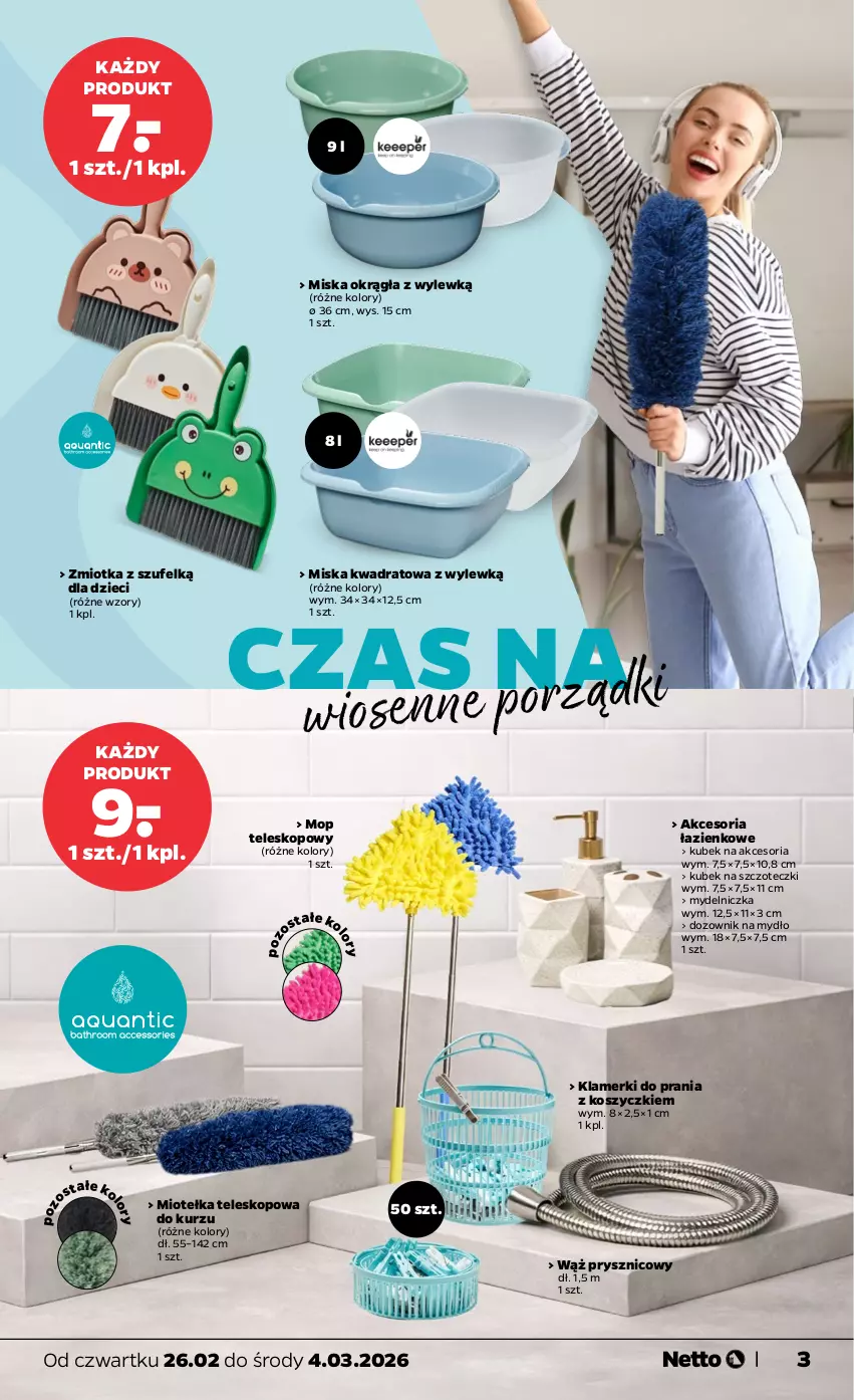 Gazetka promocyjna Netto - Od Czwartku - ważna 26.02 do 04.03.2026 - strona 3 - produkty: Dozownik, Dzieci, Kosz, Kubek, Miska, Mop, Mydelniczka, Mydło, Teleskop