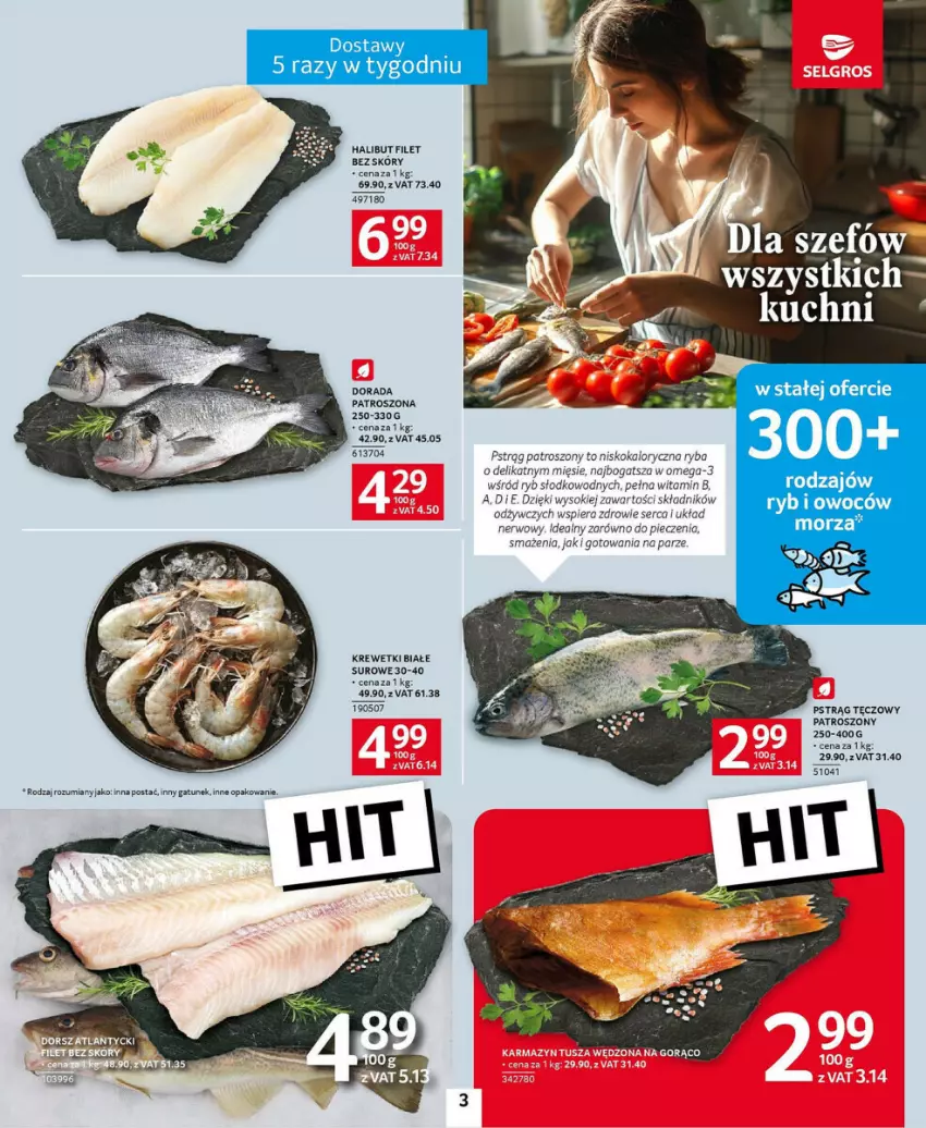 Gazetka promocyjna Selgros - ważna 23.01 do 05.02.2025 - strona 15 - produkty: Halibut, Krewetki, Omega-3, Piec, Pstrąg, Pstrąg tęczowy, Ryba, Ser, Sok, Zdrowie