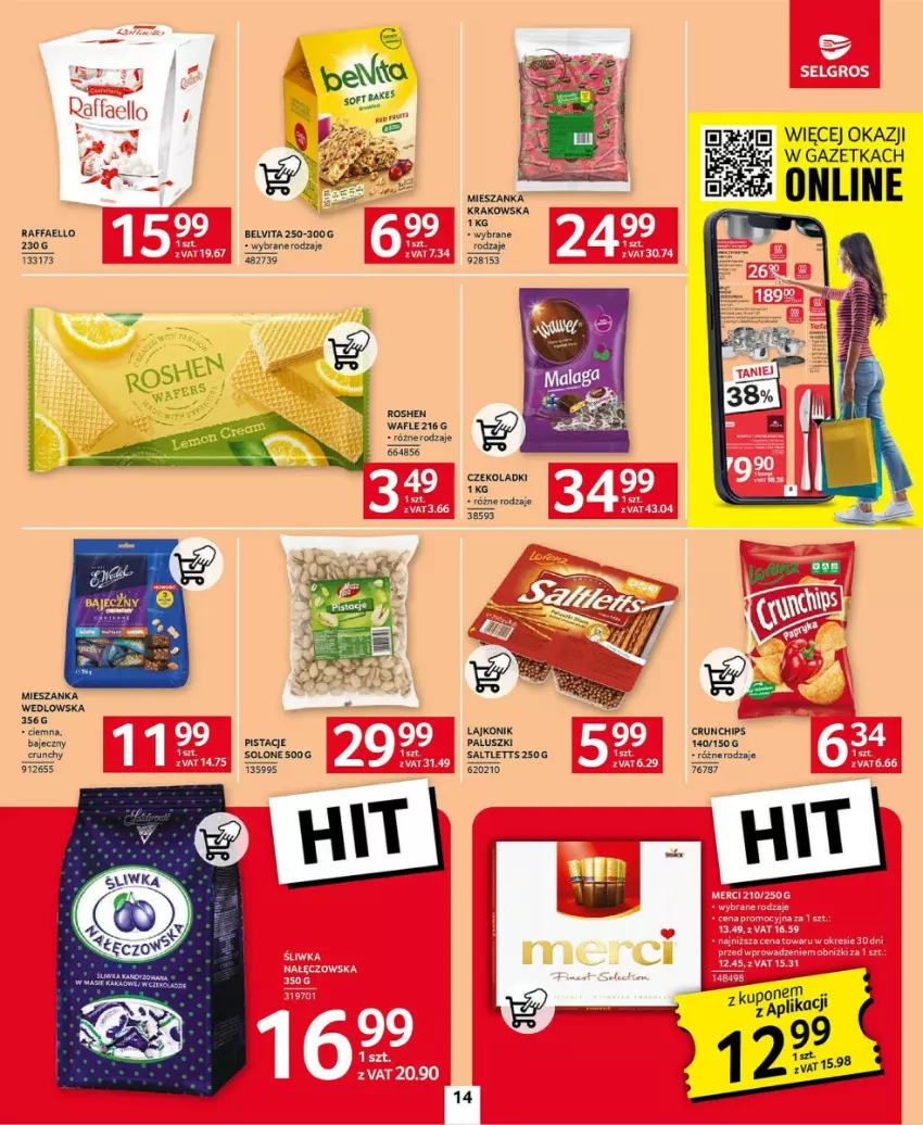 Gazetka promocyjna Selgros - ważna 23.01 do 05.02.2025 - strona 6 - produkty: BelVita, Crunchips, Fa, Lajkonik, Mieszanka wedlowska, Pistacje, Raffaello, Wafle