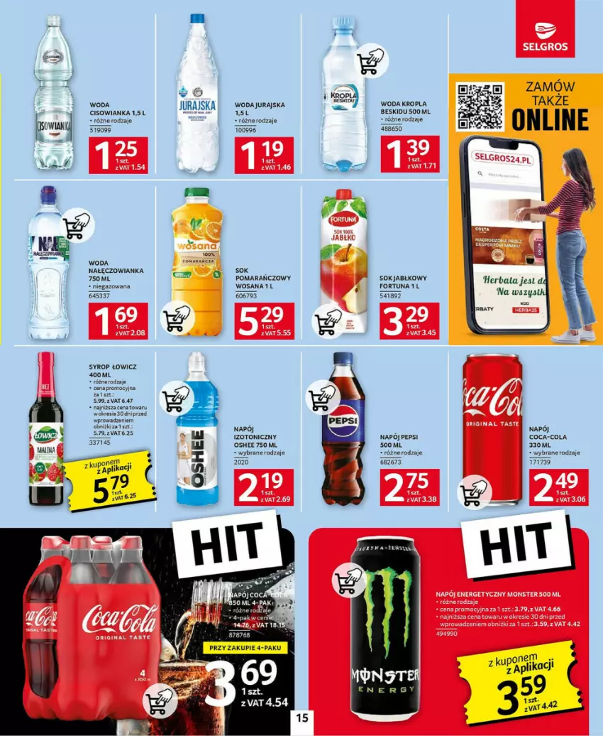 Gazetka promocyjna Selgros - ważna 23.01 do 05.02.2025 - strona 7 - produkty: Cisowianka, Coca-Cola, Herbata, Nałęczowianka, Napój, Oshee, Pepsi, Sok, Syrop, Woda, Wosana