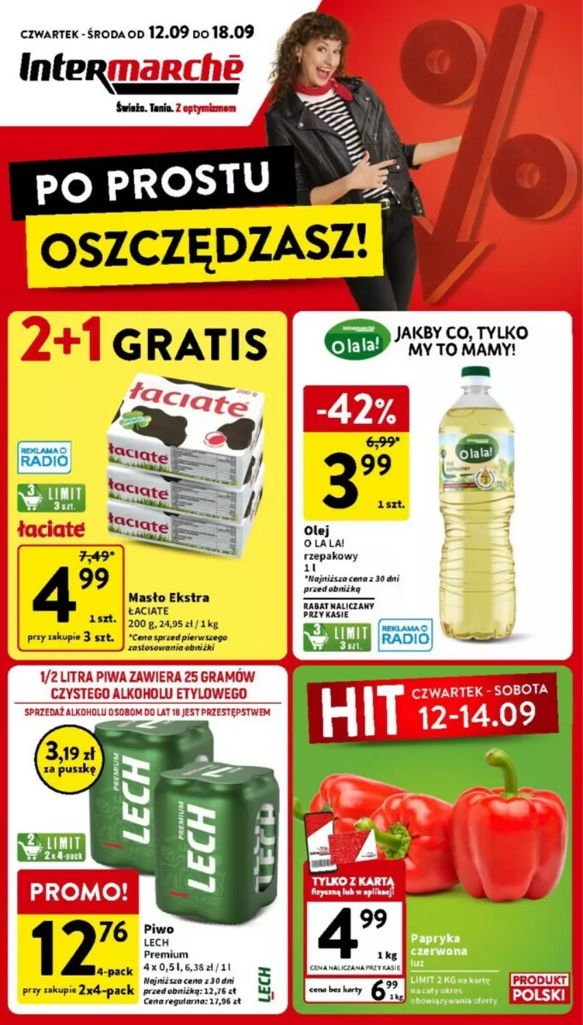 Gazetka promocyjna Intermarche - ważna 12.09 do 18.09.2024 - strona 1 - produkty: Gra, Lech Premium, Masło, Olej, Piwa, Piwo