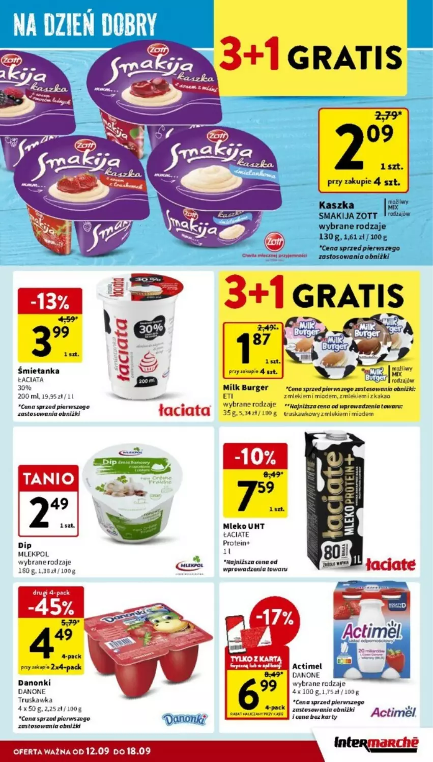 Gazetka promocyjna Intermarche - ważna 12.09 do 18.09.2024 - strona 18 - produkty: Burger, Danone, Danonki, Gra, Kakao, Mleko, Smakija, Zott