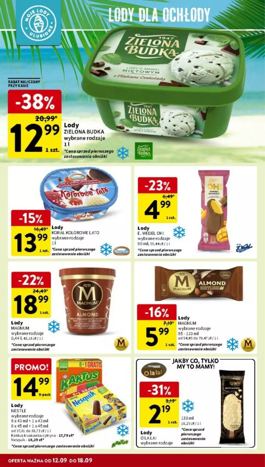 Gazetka promocyjna Intermarche - ważna 12.09 do 18.09.2024 - strona 19 - produkty: E. Wedel, Kaktus, Lody, Nesquik, Por, Zielona Budka