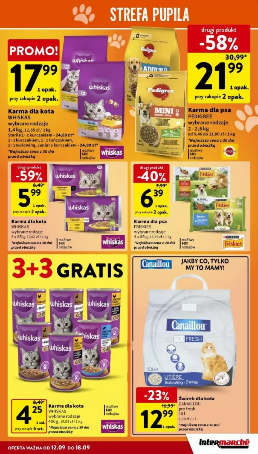 Gazetka promocyjna Intermarche - ważna 12.09 do 18.09.2024 - strona 25 - produkty: Friskies, Kurczak, Pedigree, Tuńczyk, Whiskas