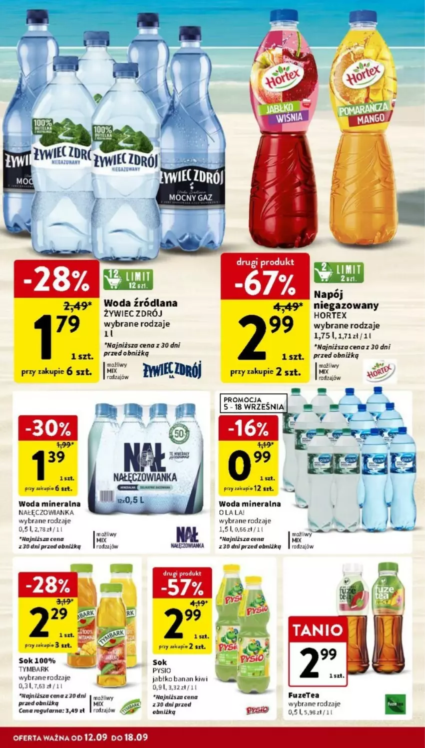 Gazetka promocyjna Intermarche - ważna 12.09 do 18.09.2024 - strona 28 - produkty: Kiwi, LANA, Nałęczowianka, Napój, Sok, Tymbark, Woda, Woda mineralna