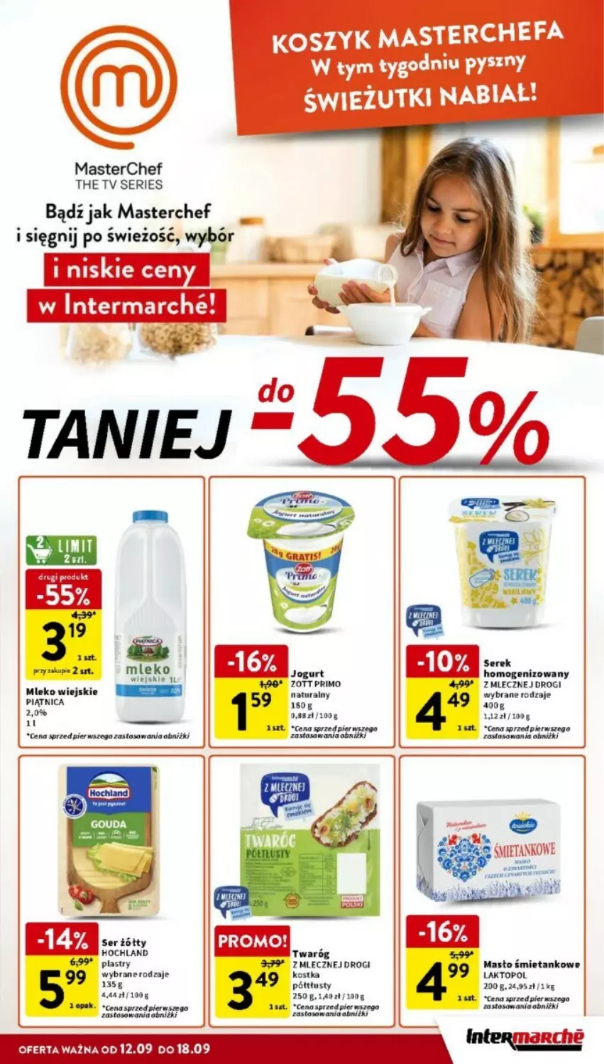 Gazetka promocyjna Intermarche - ważna 12.09 do 18.09.2024 - strona 3 - produkty: Koc, Mleko, Piątnica, Ser, Serek, Top