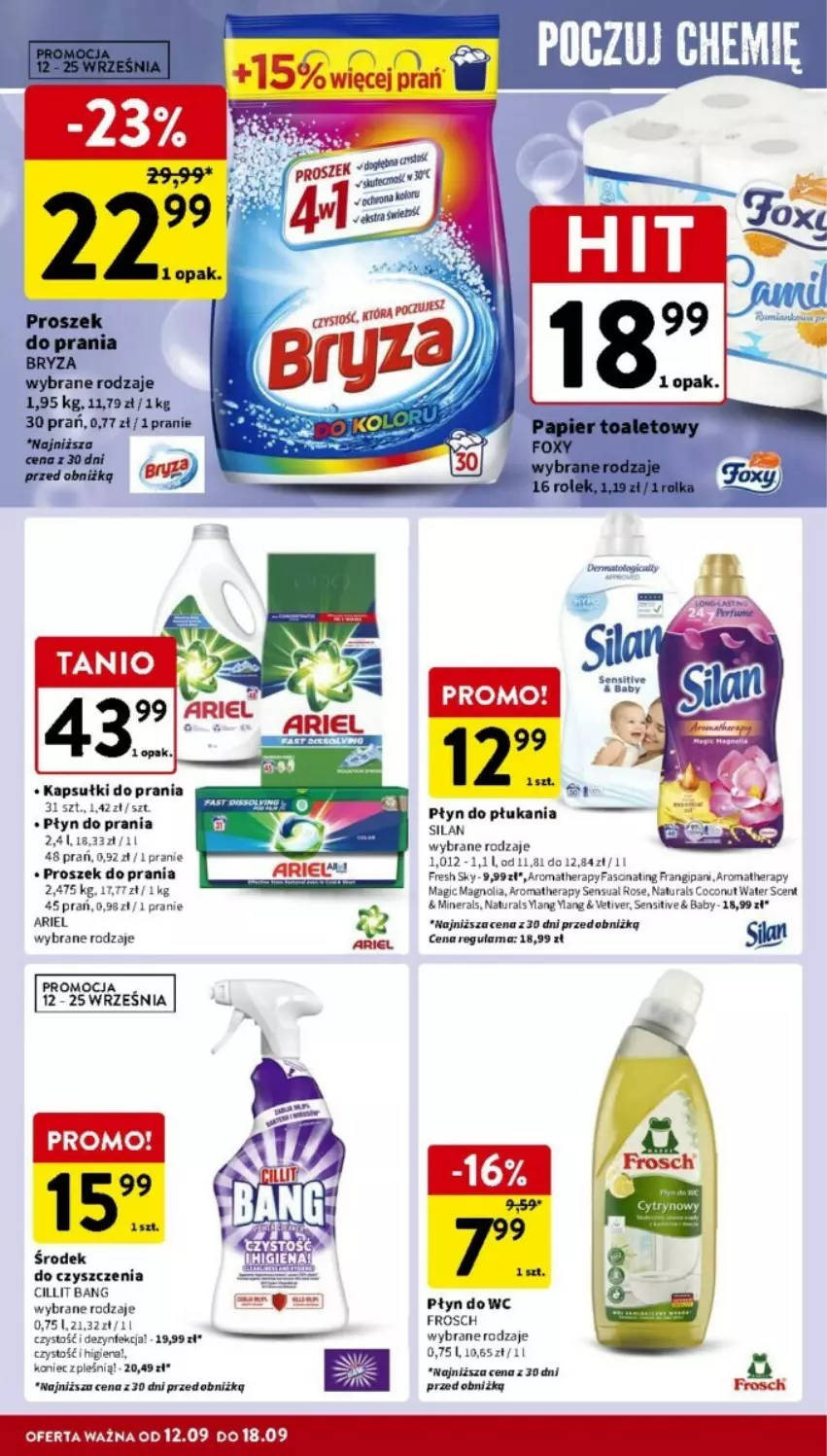 Gazetka promocyjna Intermarche - ważna 12.09 do 18.09.2024 - strona 30 - produkty: Ariel, Cillit Bang, Dezynfekcja, Fa, Frosch, Kapsułki do prania, Płyn do płukania, Płyn do prania, Proszek do prania, Sensual, Silan