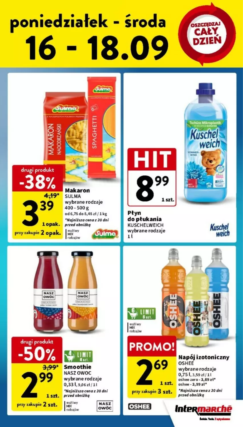 Gazetka promocyjna Intermarche - ważna 12.09 do 18.09.2024 - strona 38 - produkty: Makaron, Napój, Napój izotoniczny, Oshee, Smoothie