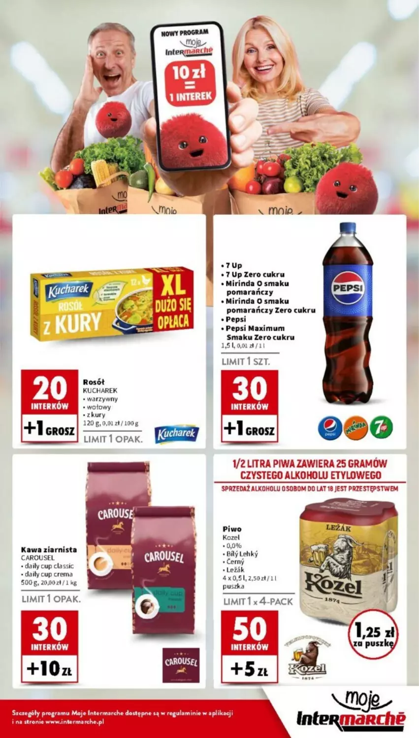 Gazetka promocyjna Intermarche - ważna 12.09 do 18.09.2024 - strona 44 - produkty: Gra, Kawa, Kawa ziarnista, Kozel, Kucharek, Mirinda, Pepsi, Pepsi max, Piwa, Piwo, Rosół