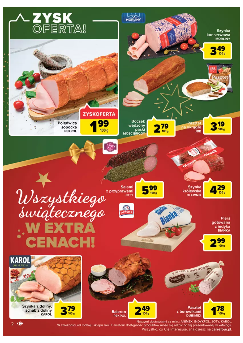 Gazetka promocyjna Carrefour - Gazetka Carrefour - ważna 06.12 do 11.12.2022 - strona 2 - produkty: Morliny, Pekpol, Polędwica, Ser, Szynka