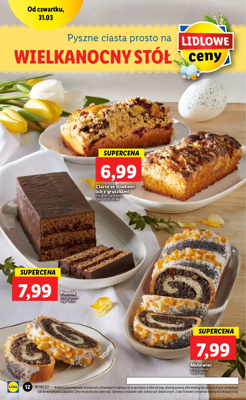 Gazetka promocyjna Lidl - GAZETKA - ważna 31.03 do 03.04.2022 - strona 12 - produkty: Makowiec, Piernik, Stół